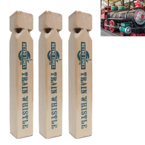 3 Pack 8.5" Wooden Steam Whistle Train Engine Lovers Kids Toy Railroad Sound Lot