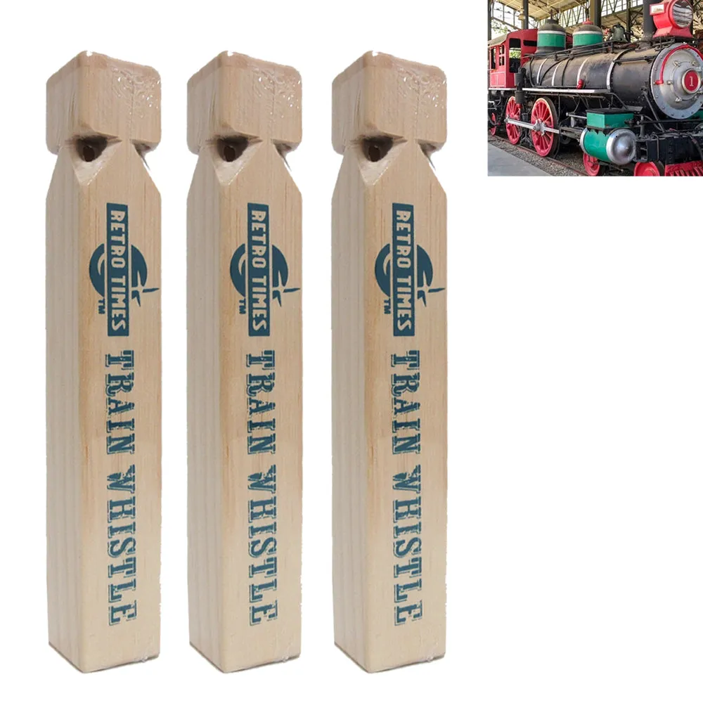 3 Pack 8.5" Wooden Steam Whistle Train Engine Lovers Kids Toy Railroad Sound Lot