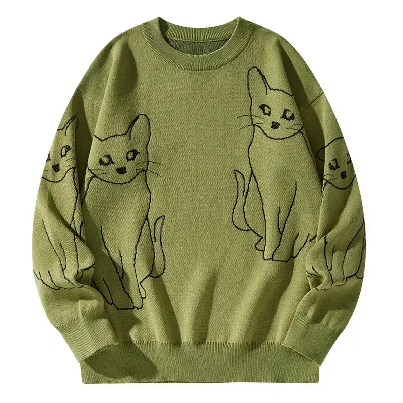 3Leaves Women's Cat Print Sweater