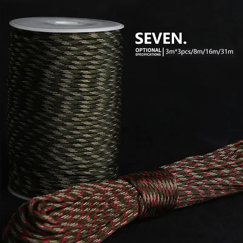 7 Core 550 Paracord Cord 5 8 16 31 m Dia. 4mm Outdoor Camping Survival Lanyard Parachute Rope Hiking Tent Accessories