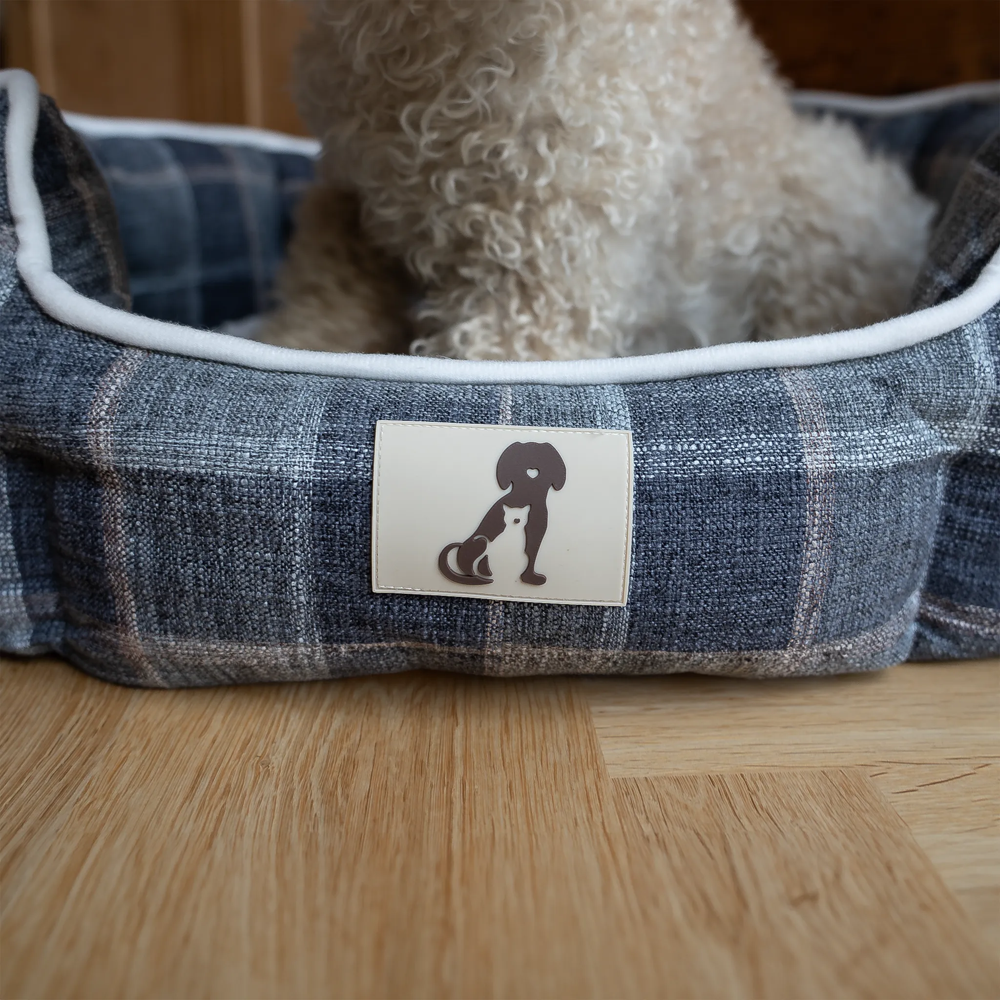Alfie - Check Soft Dog Bed  - Size S/M/L
