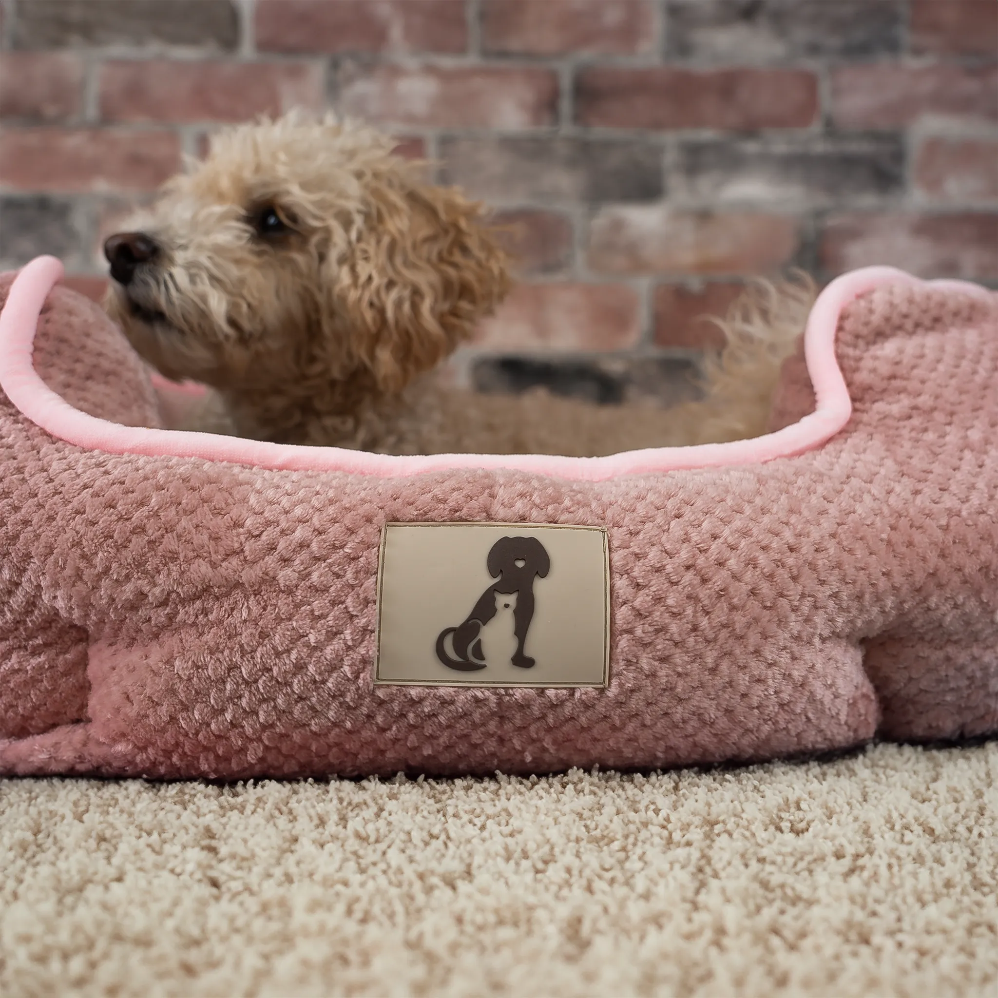 Alfie - Pink Soft Dog Bed  - Size S/M/L