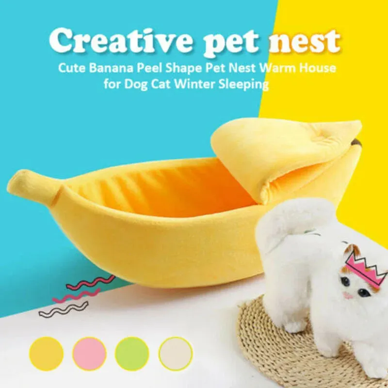 Banana Cat Bed House Funny Cute Cozy Cat Mat Beds Warm Durable Portable Pet Basket Kennel Dog Cushion Cat Supplies Multicolor