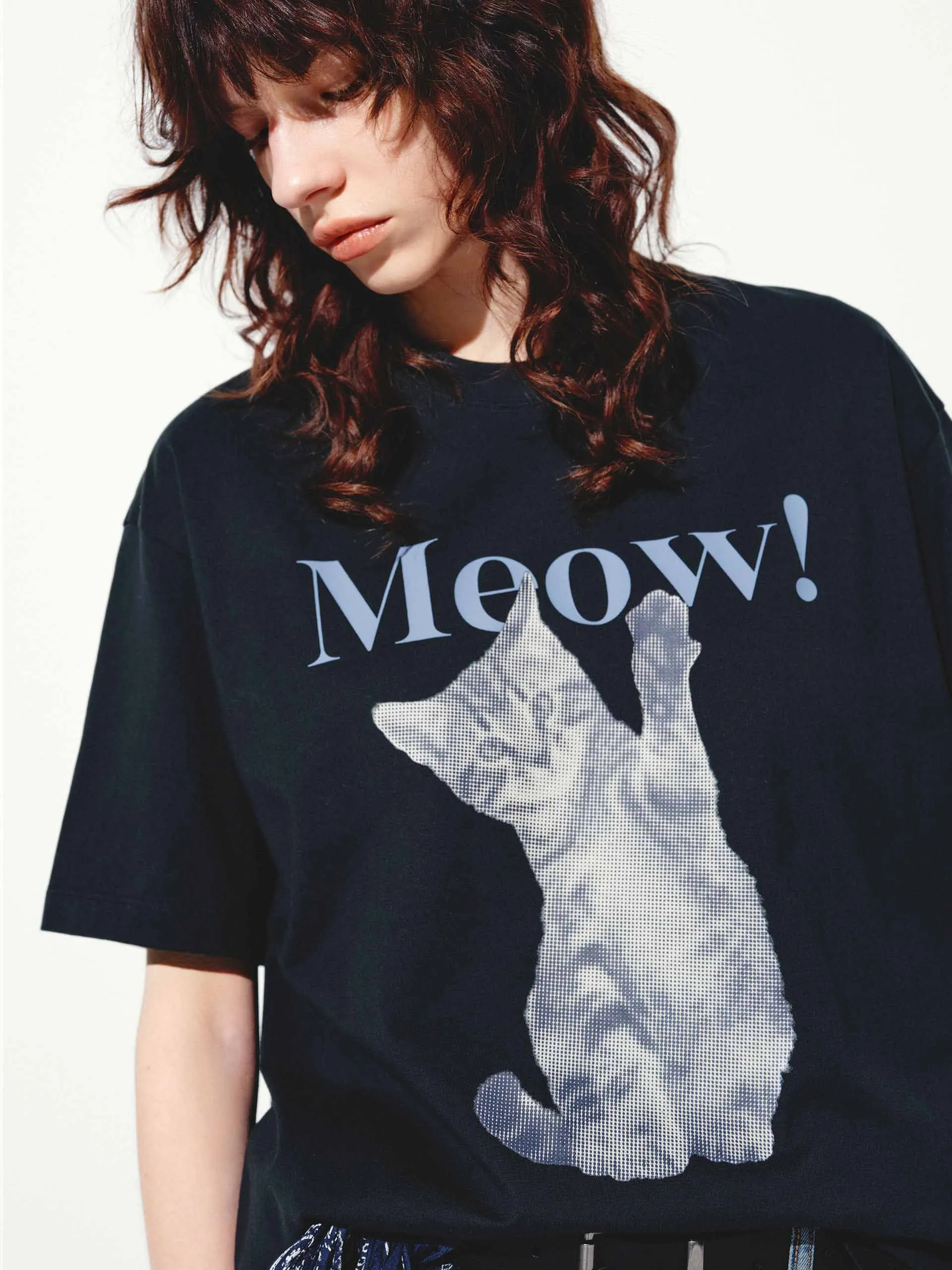Cat Printed Cotton T-shirt