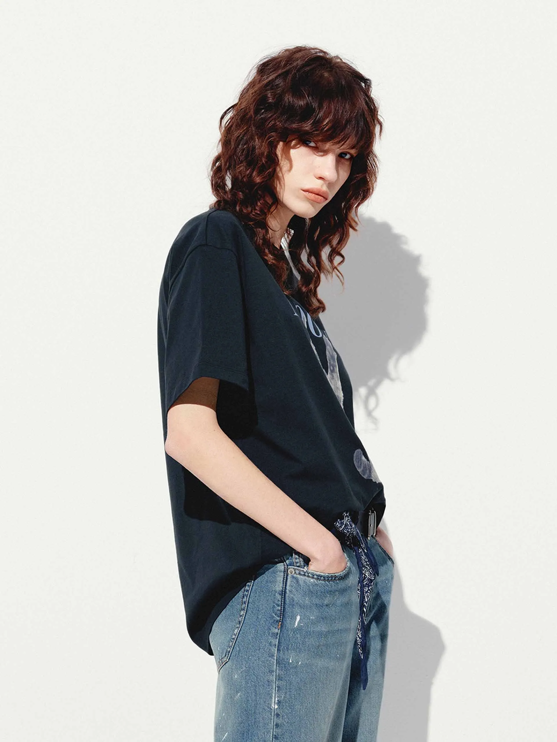 Cat Printed Cotton T-shirt