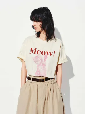 Cat Printed Cotton T-shirt