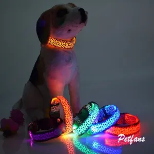 Dog Pet Collar Flashing USB Rechargeable LED Safety Light Up LED Pet Collar Nylon Pet Strap Neck Belt For Small Large Dog