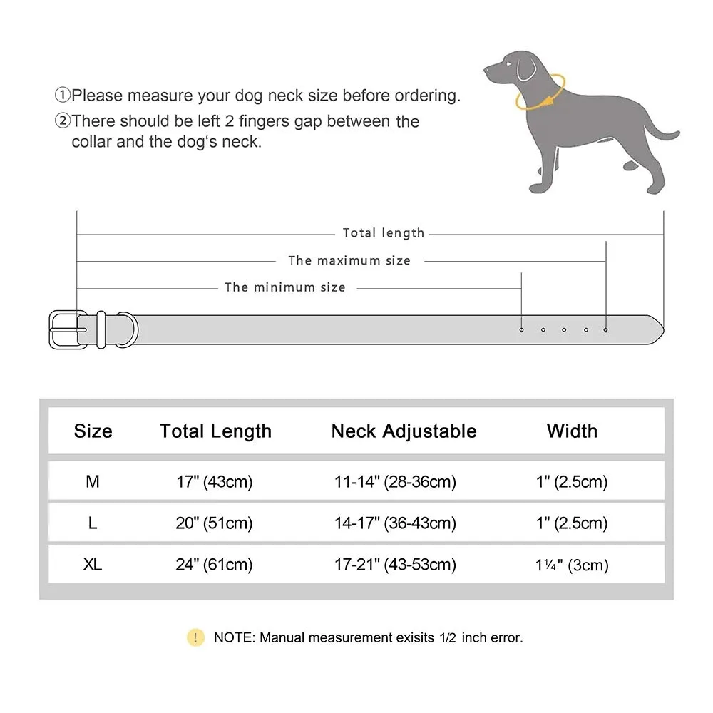 Genuine Leather Dog Collar Durable and Adjustable for Small and Large Dogs