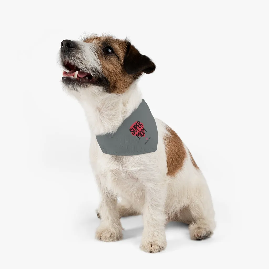 Grey Pet Bandana Collar, Pink Cute Mother's Day Special For Cat/ Dog Moms-Printed in USA
