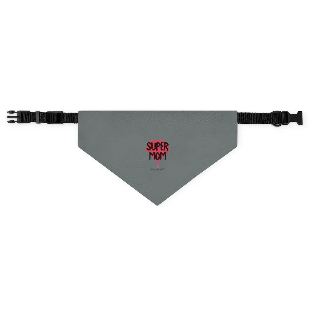Grey Pet Bandana Collar, Pink Cute Mother's Day Special For Cat/ Dog Moms-Printed in USA