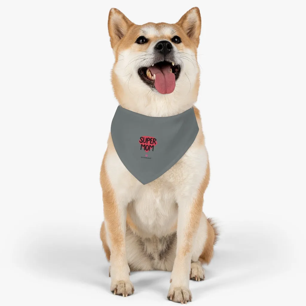 Grey Pet Bandana Collar, Pink Cute Mother's Day Special For Cat/ Dog Moms-Printed in USA
