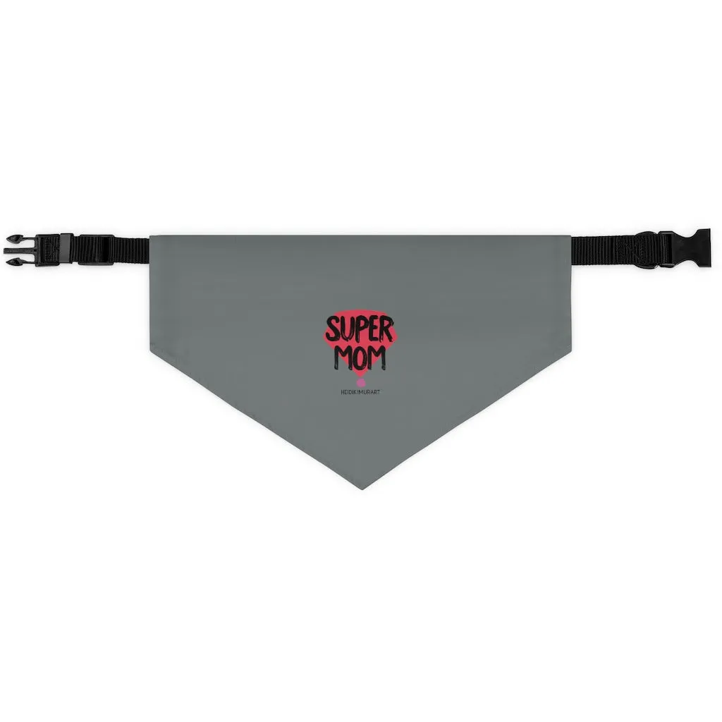 Grey Pet Bandana Collar, Pink Cute Mother's Day Special For Cat/ Dog Moms-Printed in USA