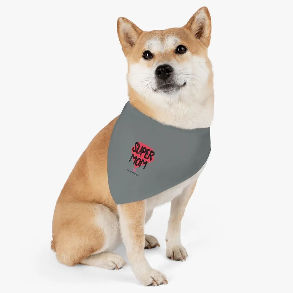 Grey Pet Bandana Collar, Pink Cute Mother's Day Special For Cat/ Dog Moms-Printed in USA
