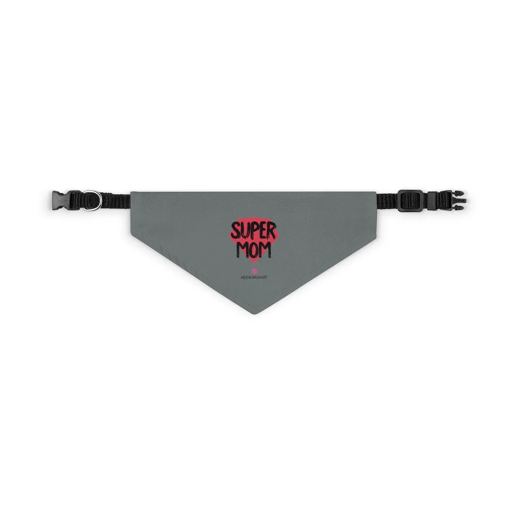 Grey Pet Bandana Collar, Pink Cute Mother's Day Special For Cat/ Dog Moms-Printed in USA