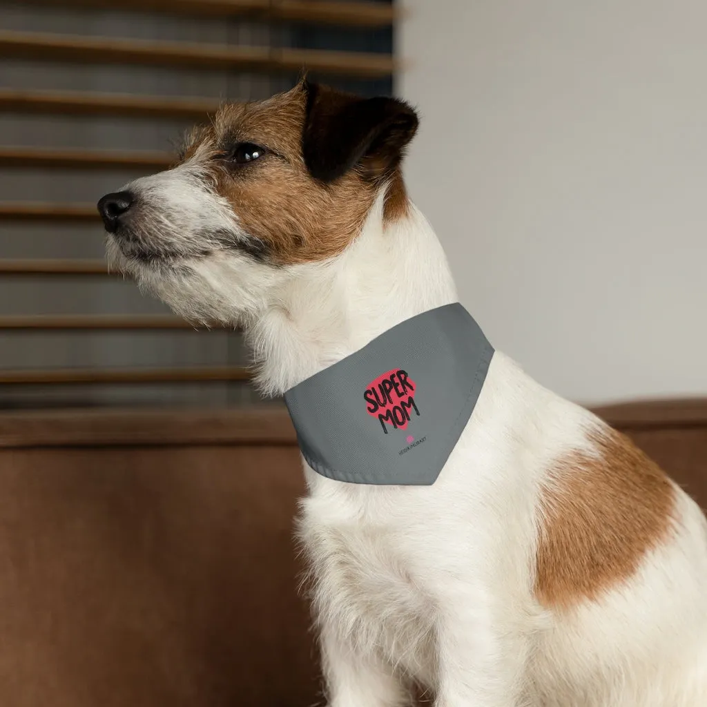 Grey Pet Bandana Collar, Pink Cute Mother's Day Special For Cat/ Dog Moms-Printed in USA