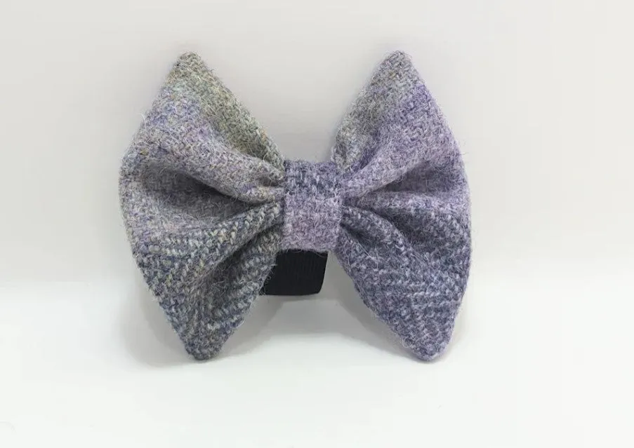 Harris Tweed Lavender Block Buckle Dog Collar