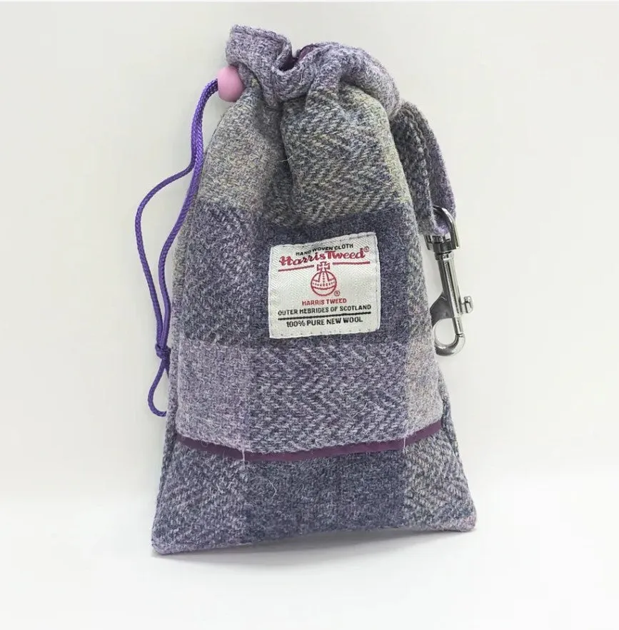 Harris Tweed Lavender Block Buckle Dog Collar