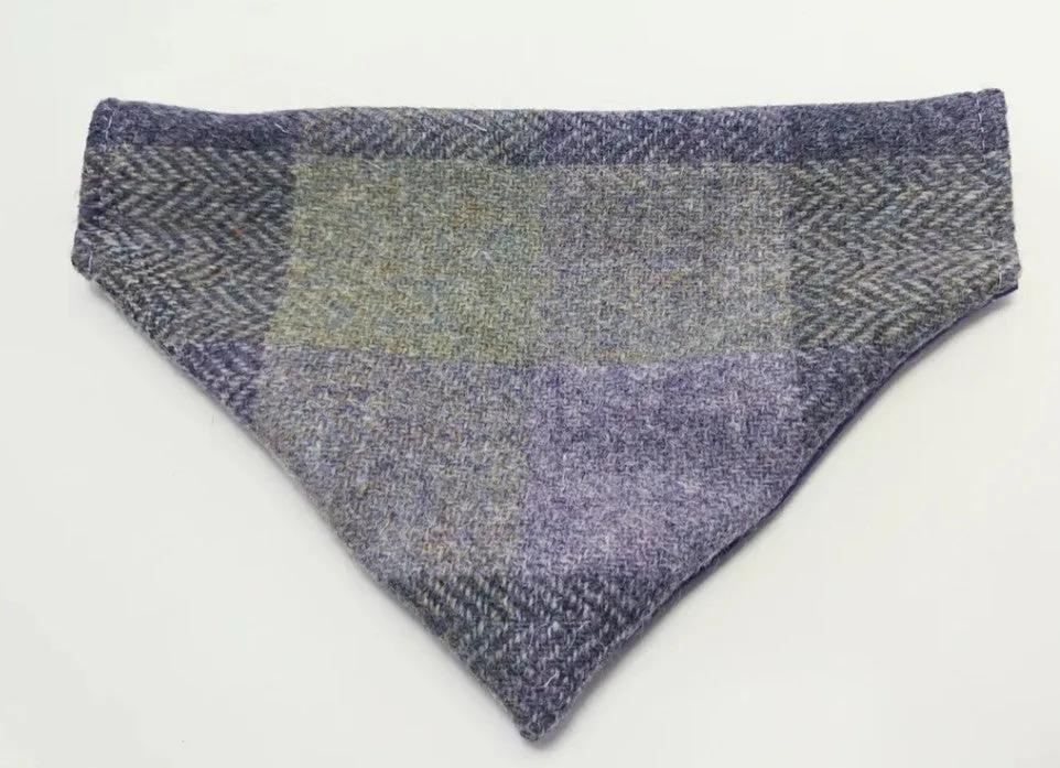 Harris Tweed Lavender Block Buckle Dog Collar