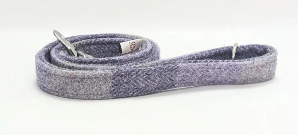 Harris Tweed Lavender Block Buckle Dog Collar