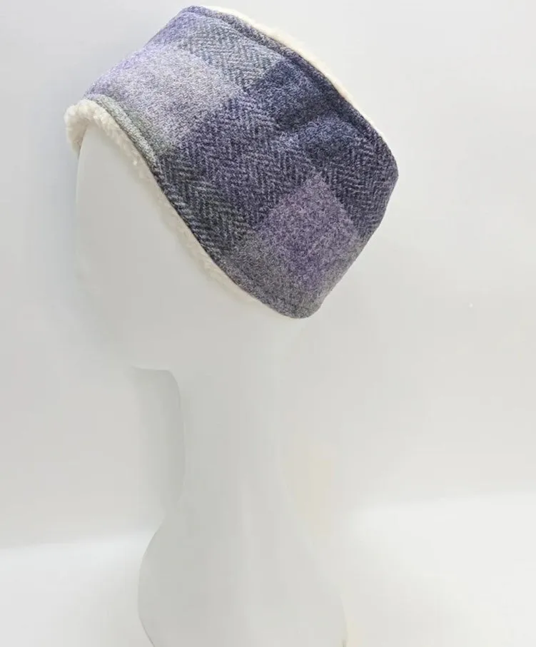 Harris Tweed Lavender Block Buckle Dog Collar