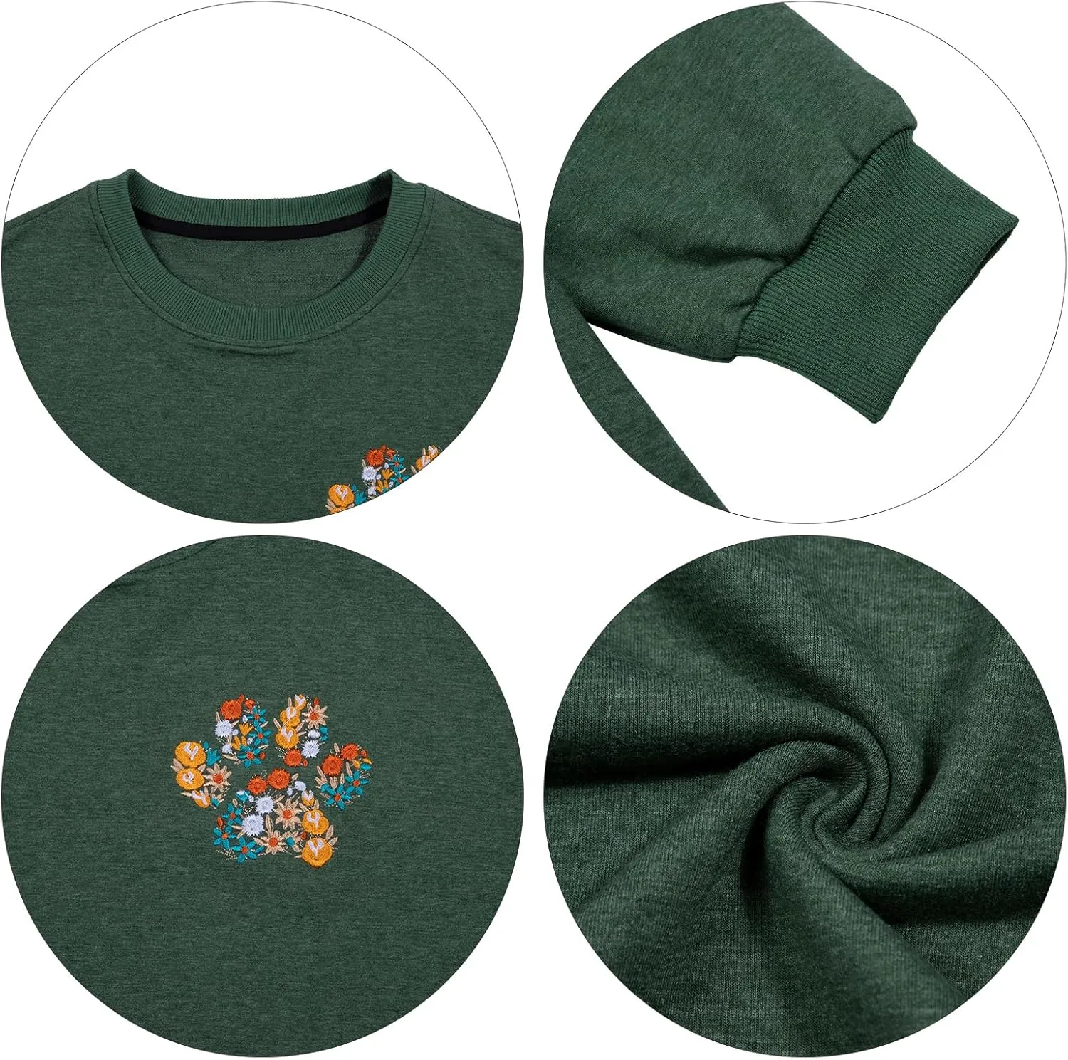HEBBE Dog Mom Sweatshirt For Women - Floral Paw Embroidered Pullover Top - Oversized Sweater