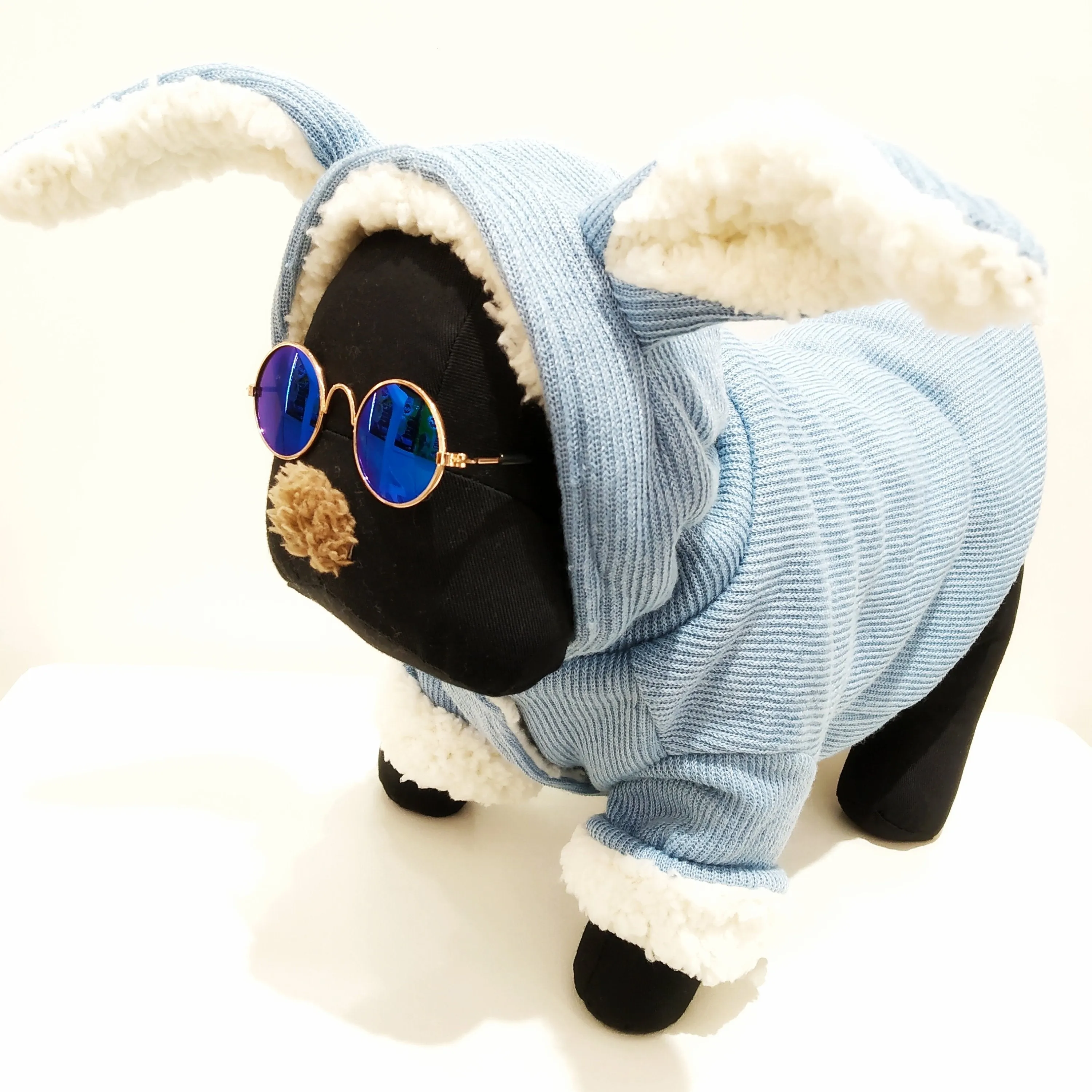 HM Blue Easter Bunny Hoodie Faux Fur - Outfit For Small Dogs