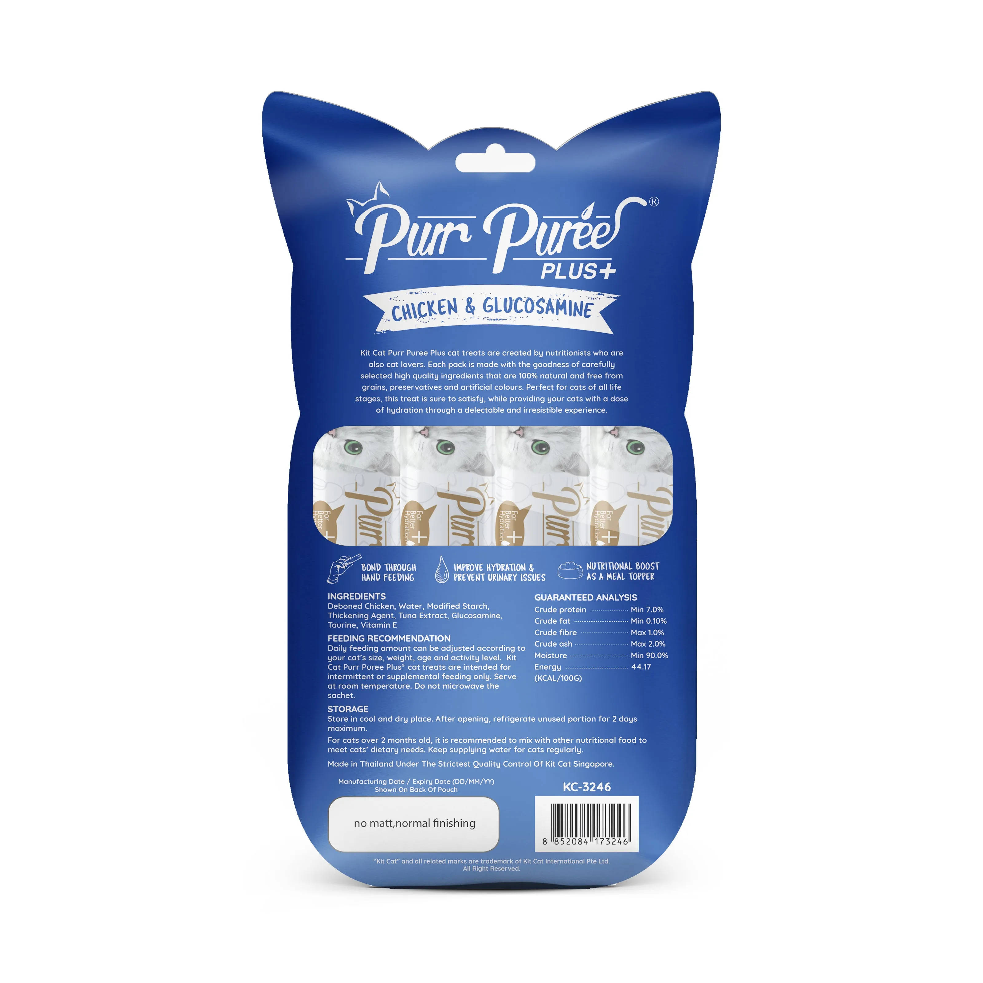 Kit Cat Purr Puree Plus  Liquid Cat Treats - Chicken Joint Care (4x15g)