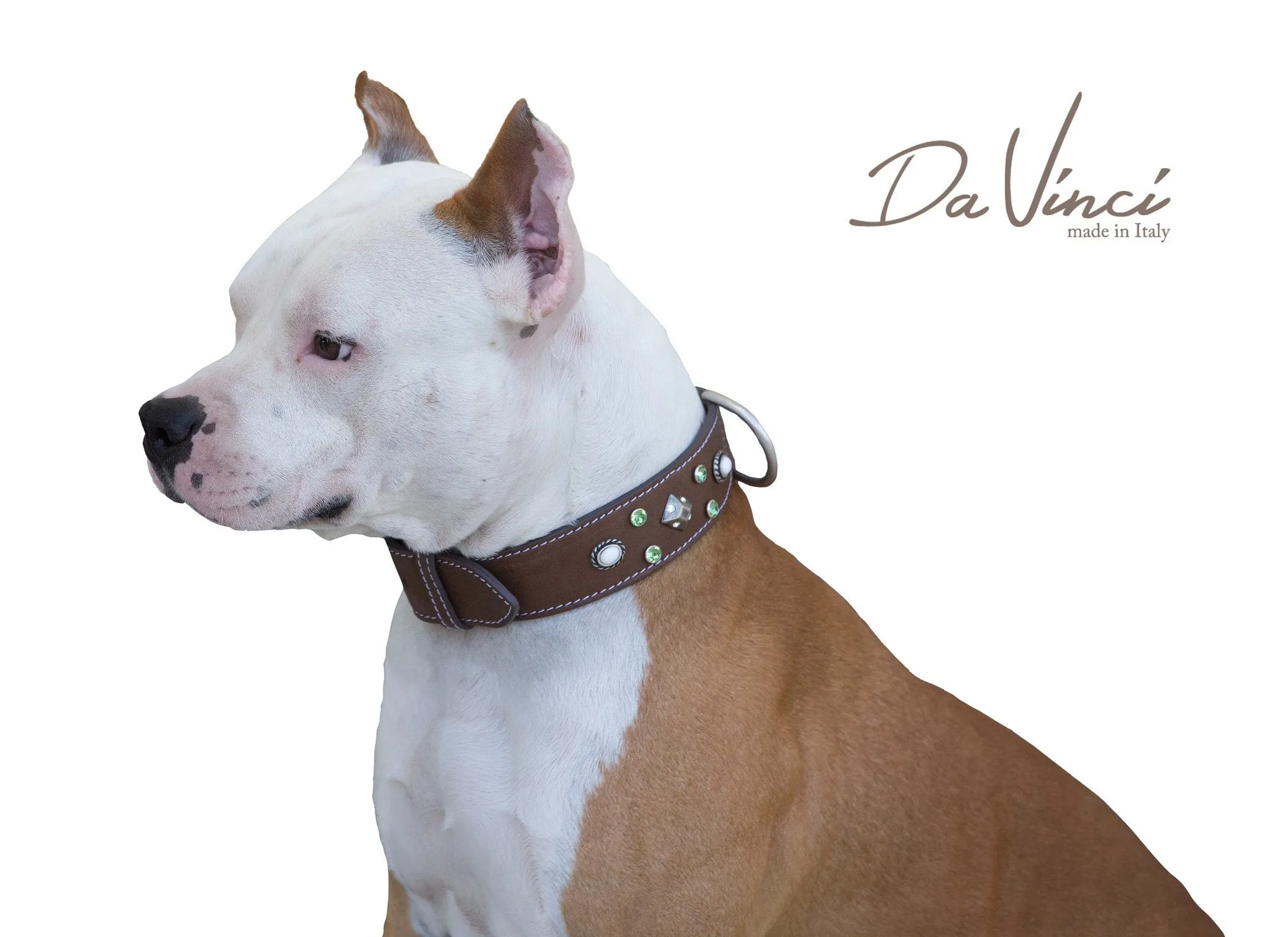 Maddalena Leather Dog Collar Brown