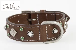 Maddalena Leather Dog Collar Brown