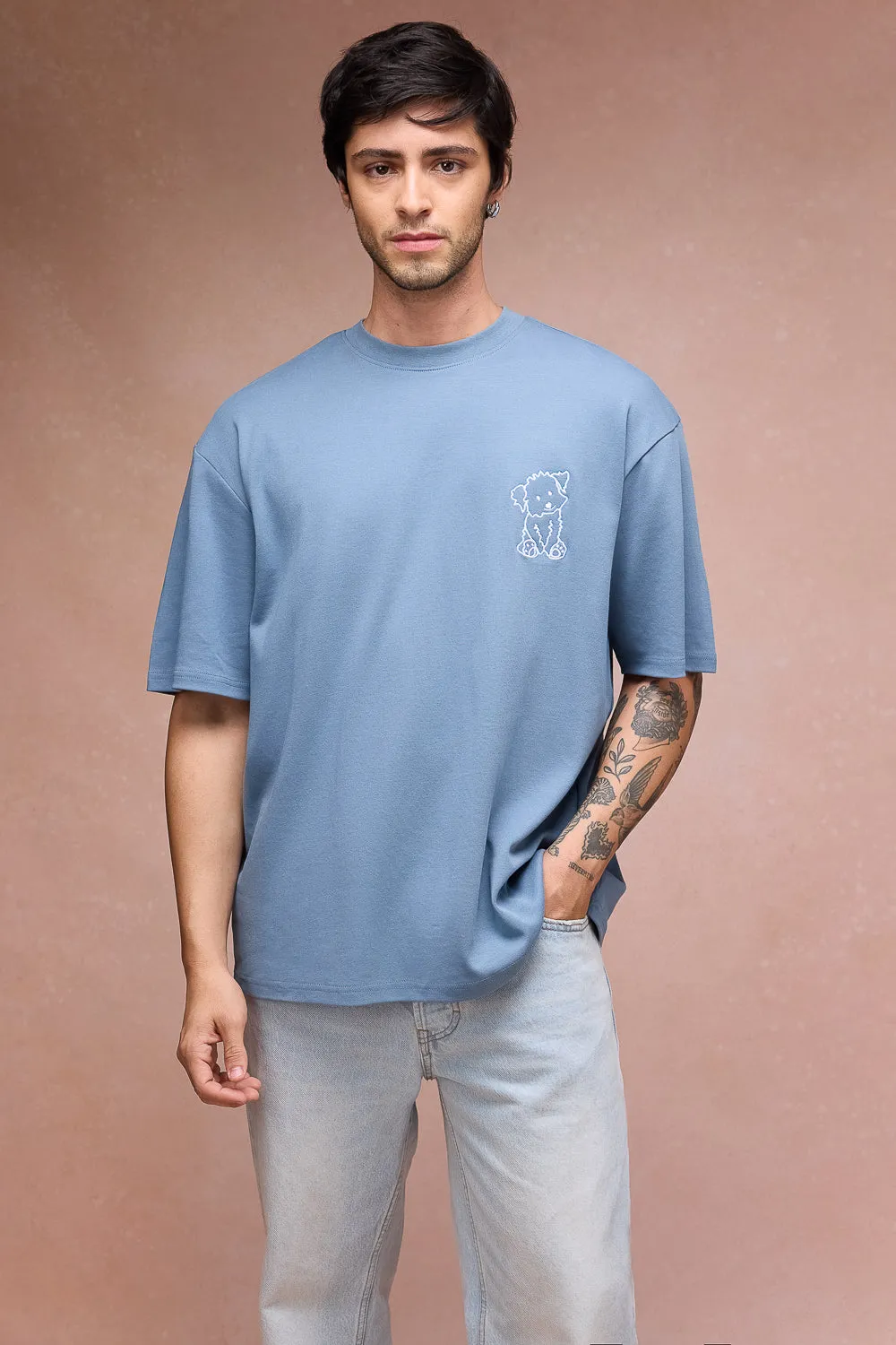 Men's Doggo Over All Blue T-Shirt