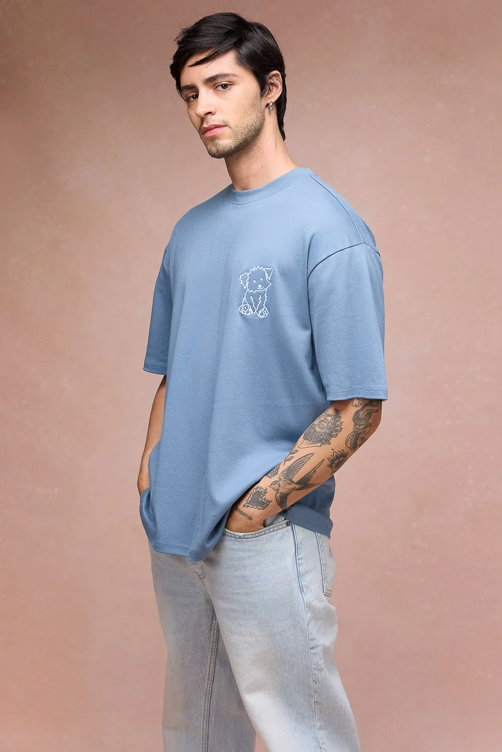 Men's Doggo Over All Blue T-Shirt