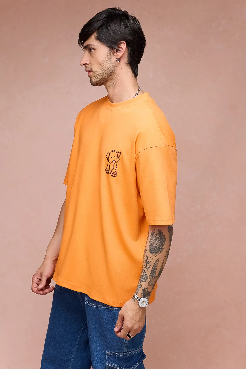Men's Doggo Over All Orange T-Shirt