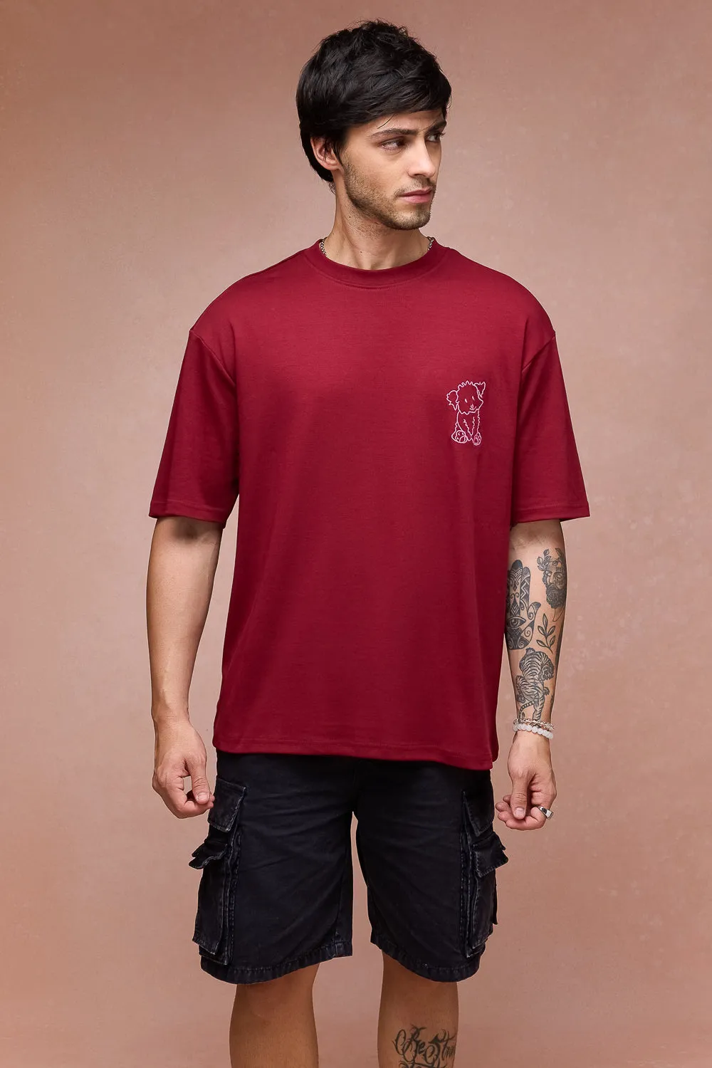 Men's Doggo Over All Red T-Shirt