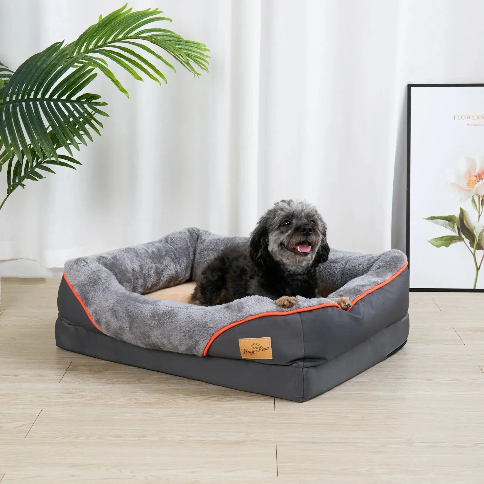 Orthopedic Foam Dog Bed with Cotton-Padded Bolster – Super Soft Pet Sleeping Mat (L-3XL)