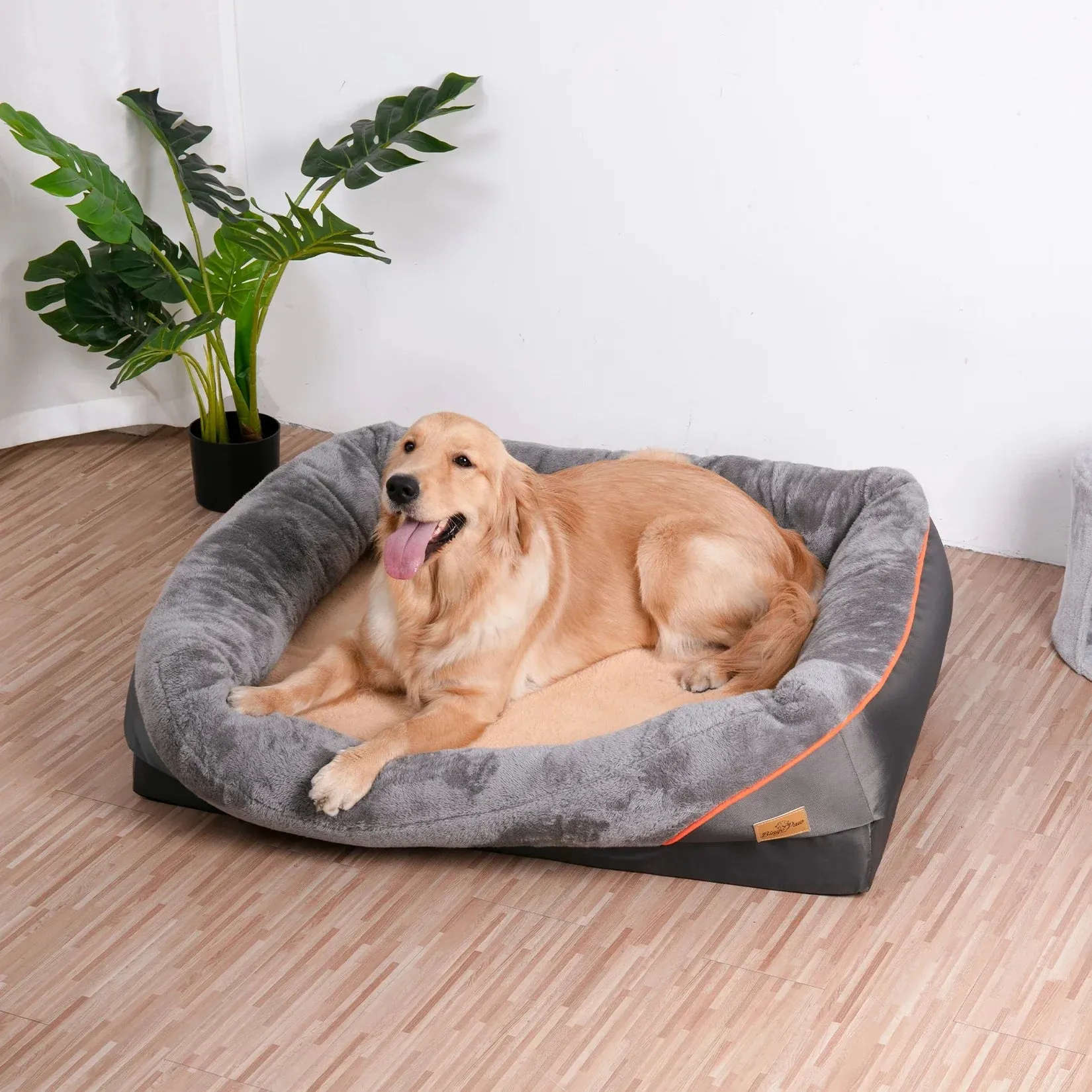 Orthopedic Foam Dog Bed with Cotton-Padded Bolster – Super Soft Pet Sleeping Mat (L-3XL)