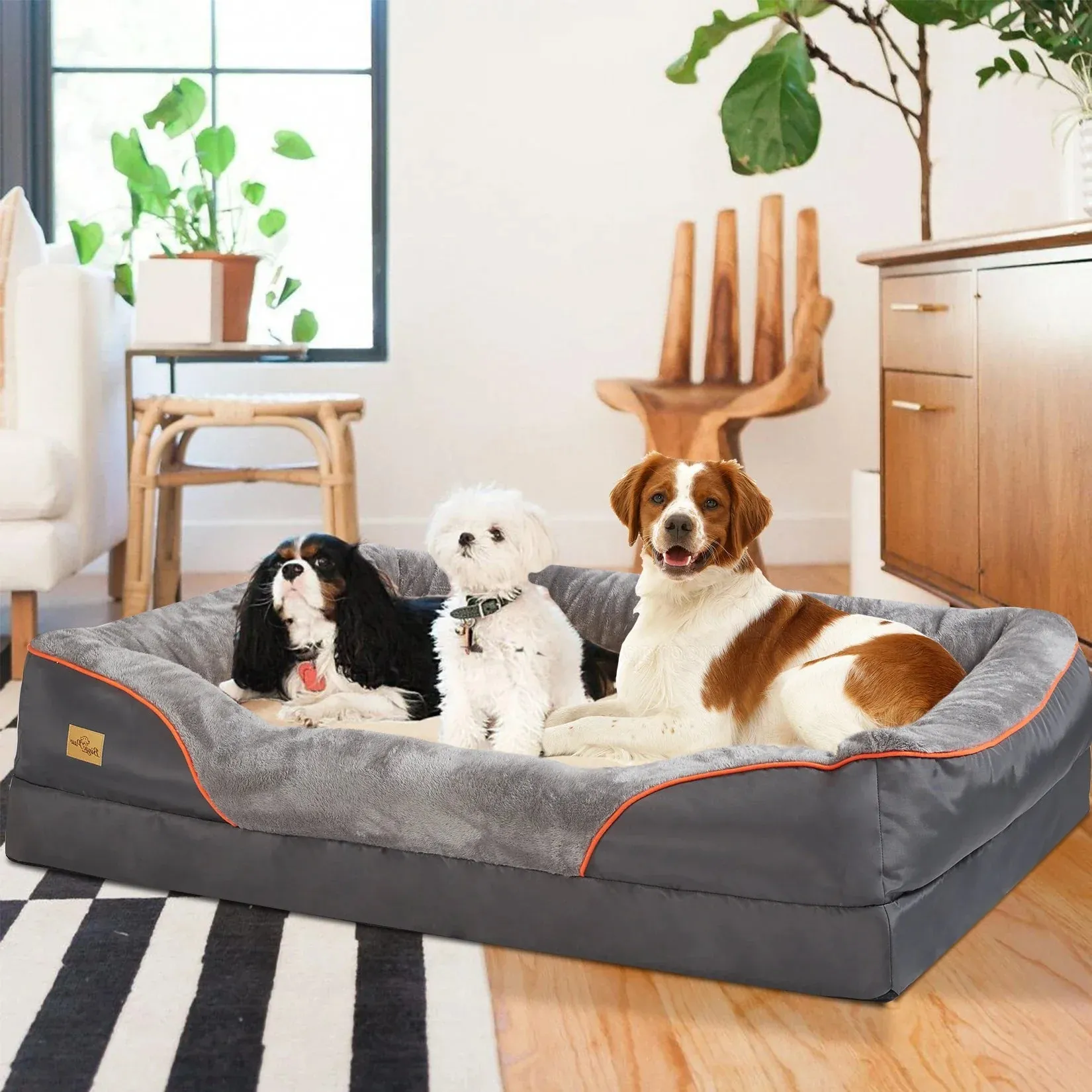Orthopedic Foam Dog Bed with Cotton-Padded Bolster – Super Soft Pet Sleeping Mat (L-3XL)