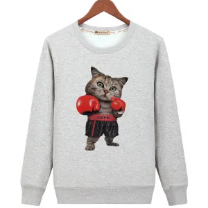 Pet Cat Sweatshirts - Solid Color Pet Cat Series Funny Cat Icon Fashion Fleece Sweatshirt