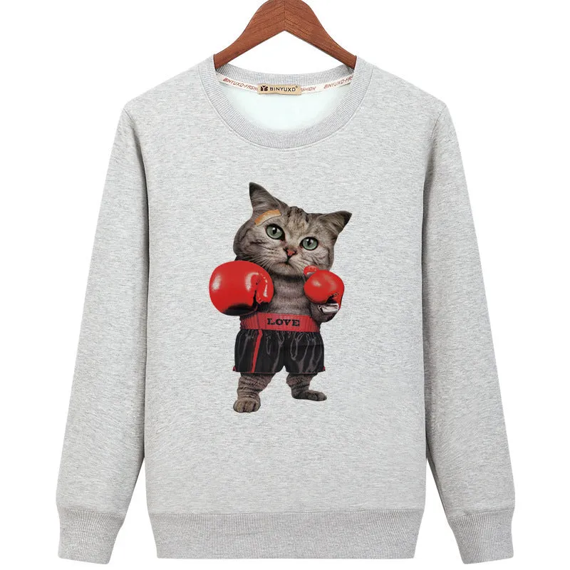 Pet Cat Sweatshirts - Solid Color Pet Cat Series Funny Cat Icon Fashion Fleece Sweatshirt