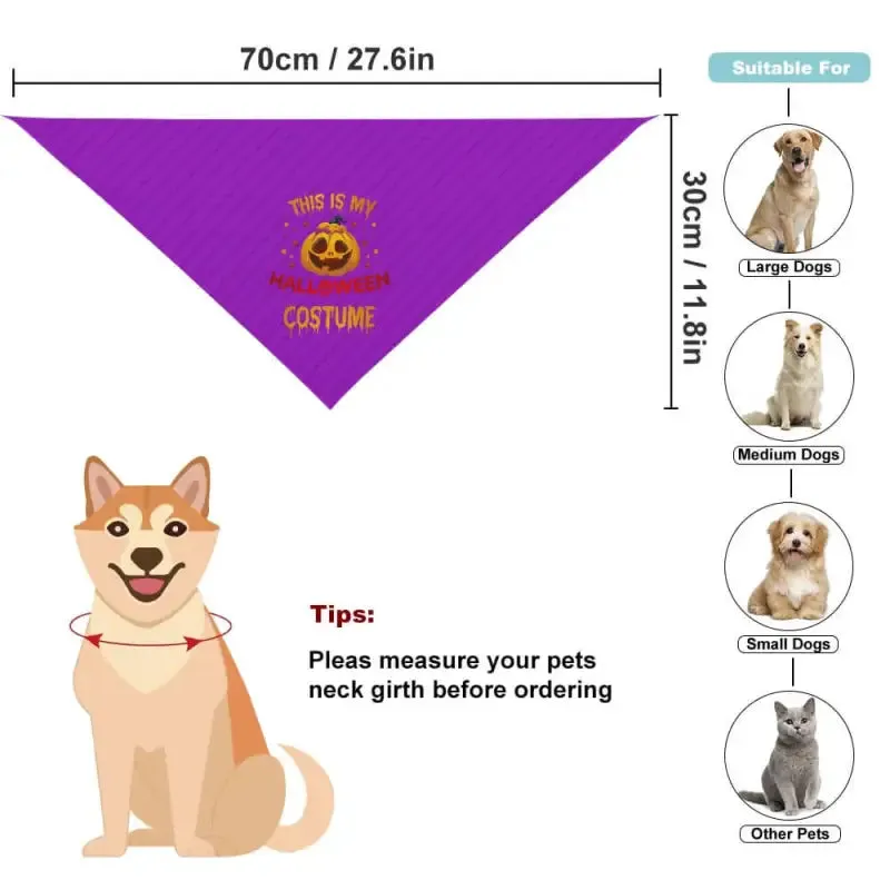 Purple Halloween Costume Pet Bandana for Your Furry Friend