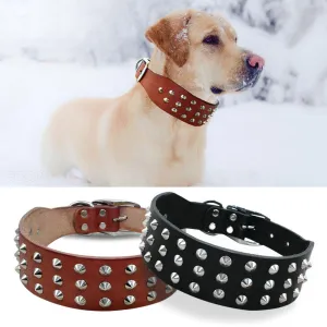 Studded Leather Dog Collar with Rock Style Design - Perfect for Fashionable Dogs