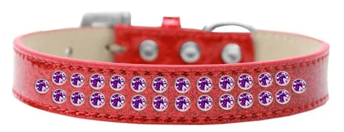 Two Row Purple Crystal Ice Cream Dog Collar in Many Colors