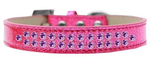 Two Row Purple Crystal Ice Cream Dog Collar in Many Colors