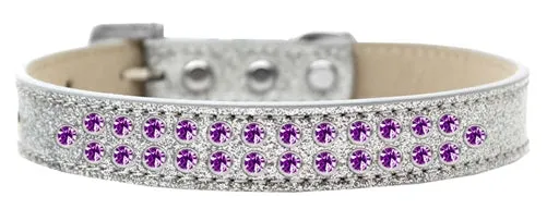 Two Row Purple Crystal Ice Cream Dog Collar in Many Colors