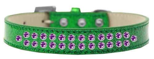 Two Row Purple Crystal Ice Cream Dog Collar in Many Colors