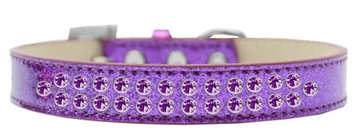 Two Row Purple Crystal Ice Cream Dog Collar in Many Colors