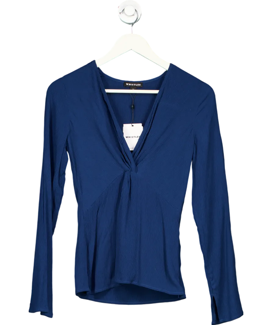 Whistles Blue Twist Front Textured Top UK 6
