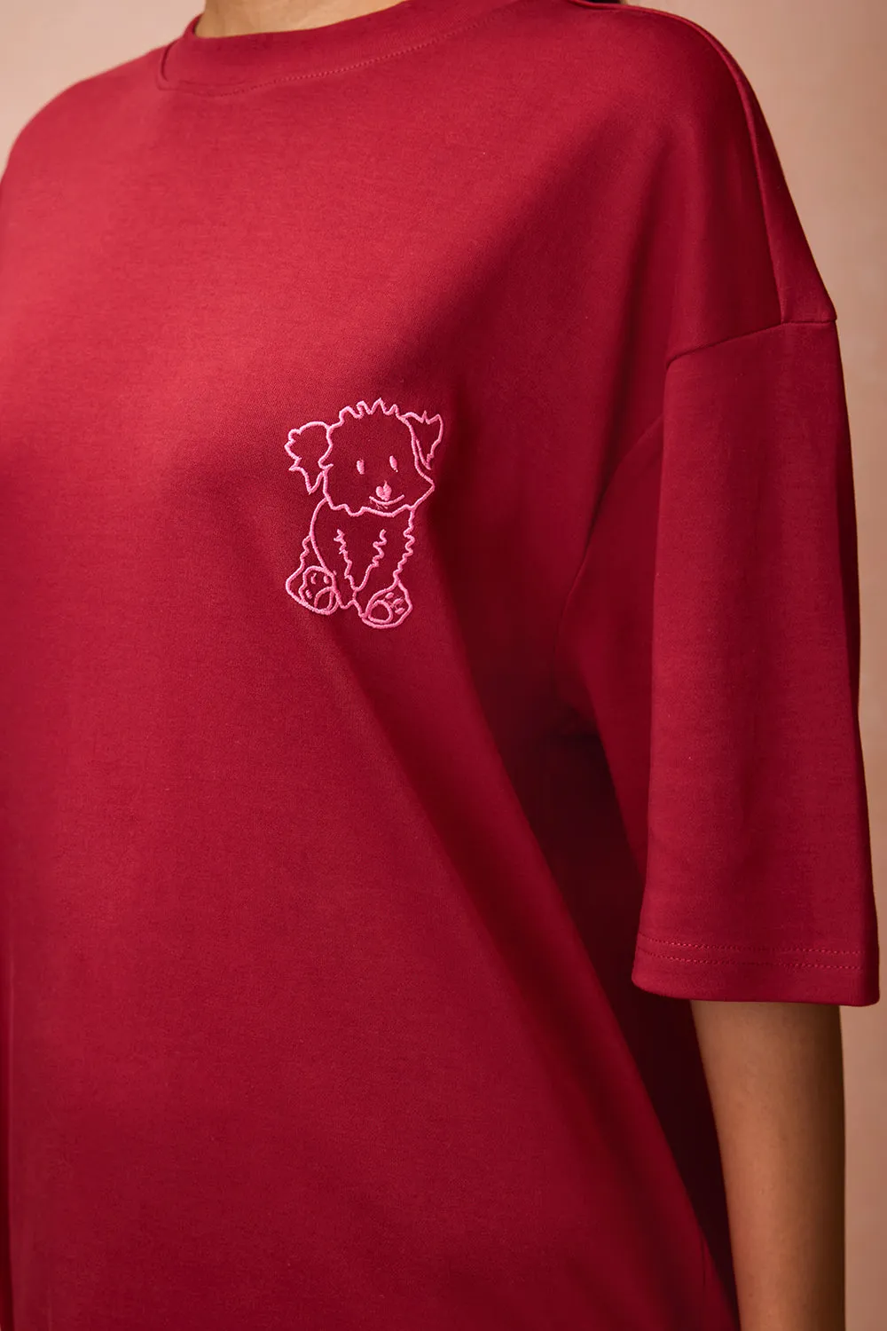 Women's Doggo Over All Red T-Shirt
